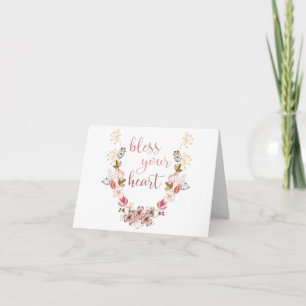 Carte Bénissez votre coeur (fleurs roses)
