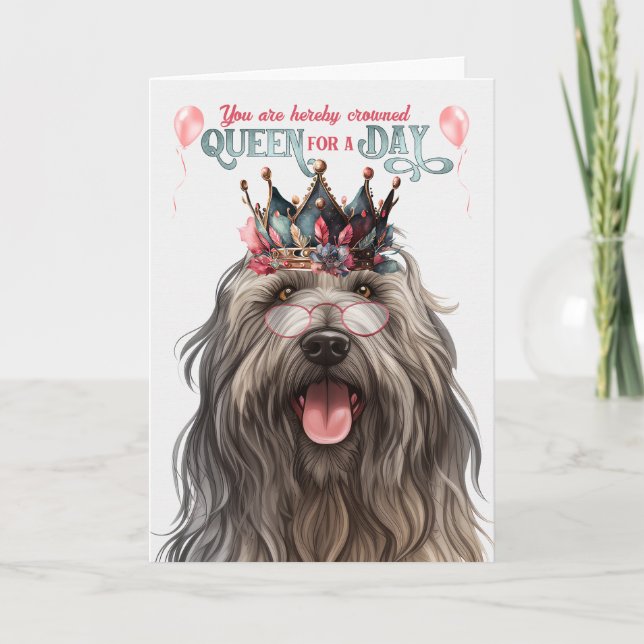 Carte Bergamasco Dog Queen pour jour drôle Anniversaire (Devant)