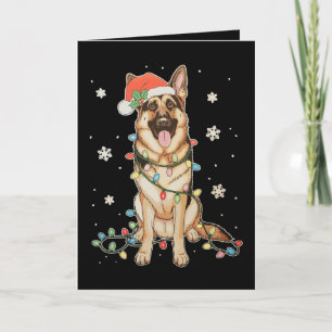 Carte Berger Allemand Chapeau de Père Noël Lumières de N