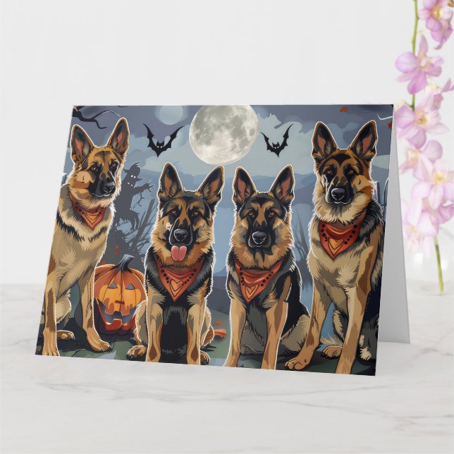 Carte Berger allemand Halloween Éffrayant (Orchidée)