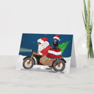 Carte Berger Allemand Noir de Noël Père Noël  