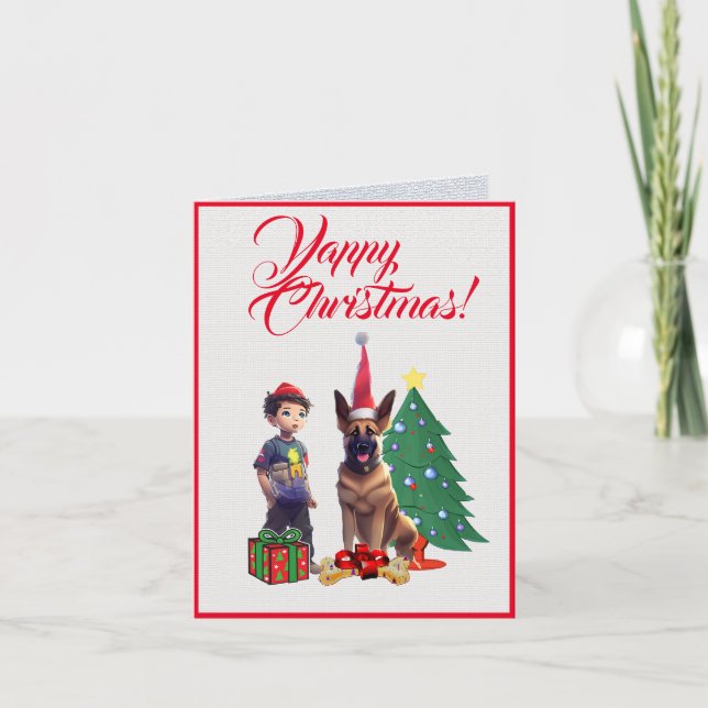 Carte Berger Allemand Sur Mesure Avec Petite Fille Noël (Devant)