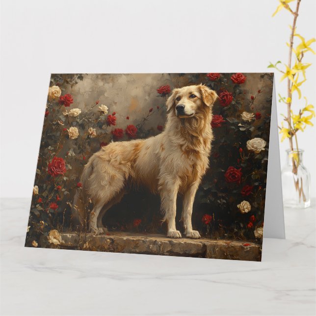 Carte Berger anatolien en Jardin Rose - Romance sereine (Fleur jaune)