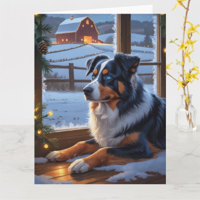 Carte Berger Australien Avec Les Lumières De Noël (Fleur jaune)
