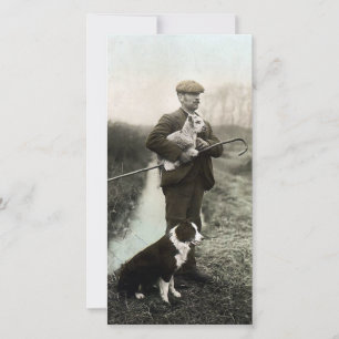 Carte Berger avec agneau et collie frontière