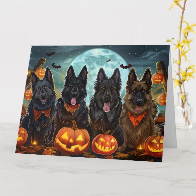 Carte Berger belge Halloween Éffrayant (Fleur jaune)