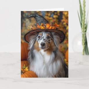 Carte Berger des Shetland Blue Merle Halloween
