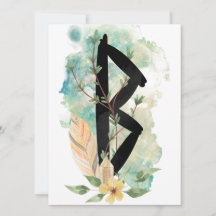 Berkano Floral Vert & Jaune Norse Futhark Rune