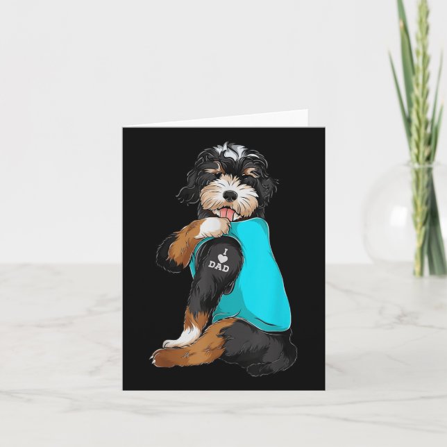 Carte Bernedoodle I Love Papa Tattoo Apparel, Chien Papa (Devant)