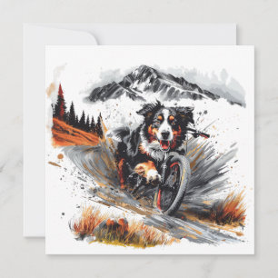Carte Bernese Mountain Dog Biking Dans Les Montagnes