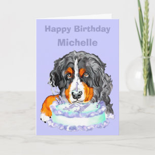 Carte Bernese Mt Chien PERSONNALISER d'anniversaire