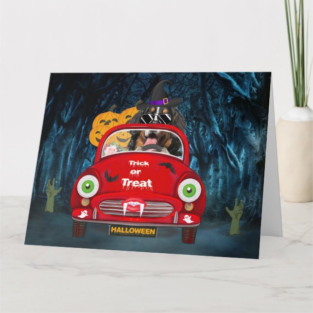 Carte Bernois Mountain Dog voiture voiture effrayant Hal (Devant)
