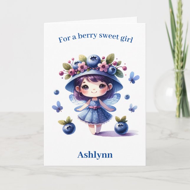 Carte Berry Fée Blueberry Anniversaire (Devant)