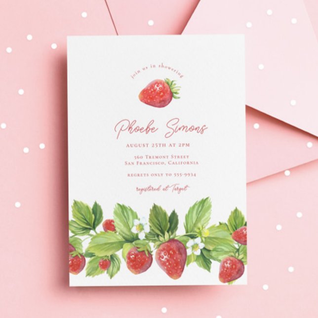 Carte Berry Red Strawberry Fête des mariées (Créateur téléchargé)