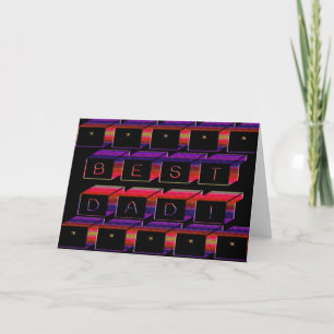 Carte Best Dad Block Text red & Purple