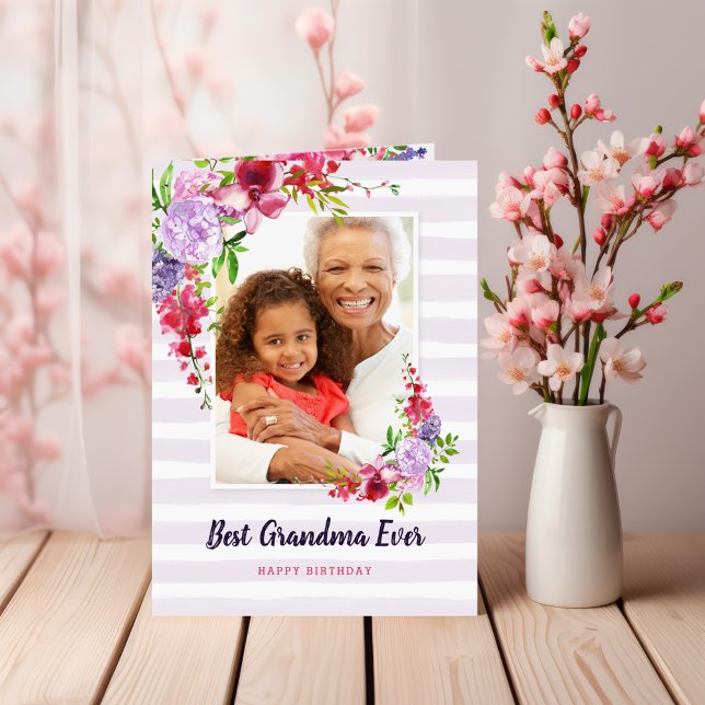 Carte Best Grandma Ever Birthday Photo Greeting Card (Créateur téléchargé)