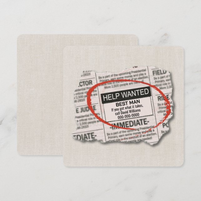 Carte Best Man Demander Annonce de journal (Devant / Derrière)