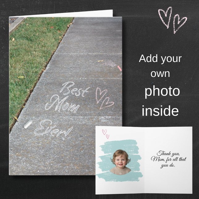 Carte Best Mom Ever Chalk Art Mother's Day Photo (Best Mom Ever Mother's Day Chalk Art Card)