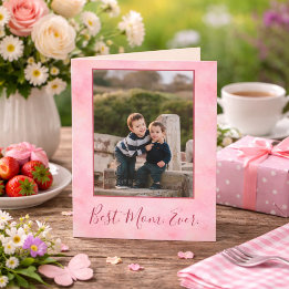 Carte Best Mom Ever Coral Photo Card