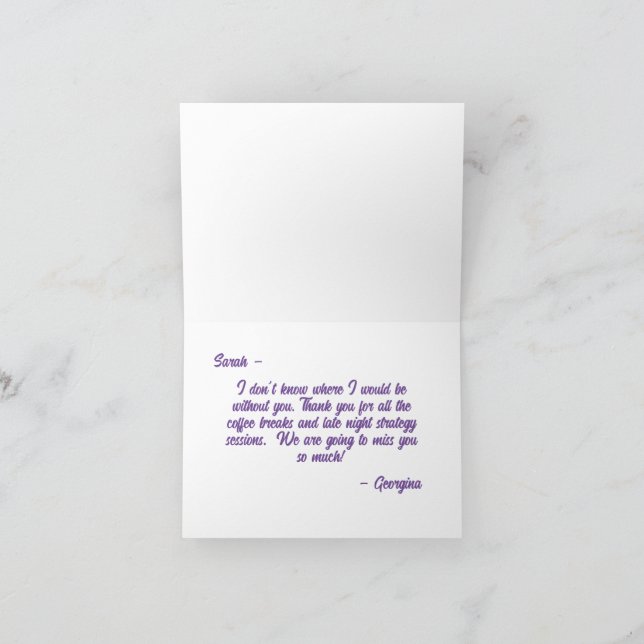 Carte Bestie de travail personnalisé Soutien émotionnel  (Intérieur)
