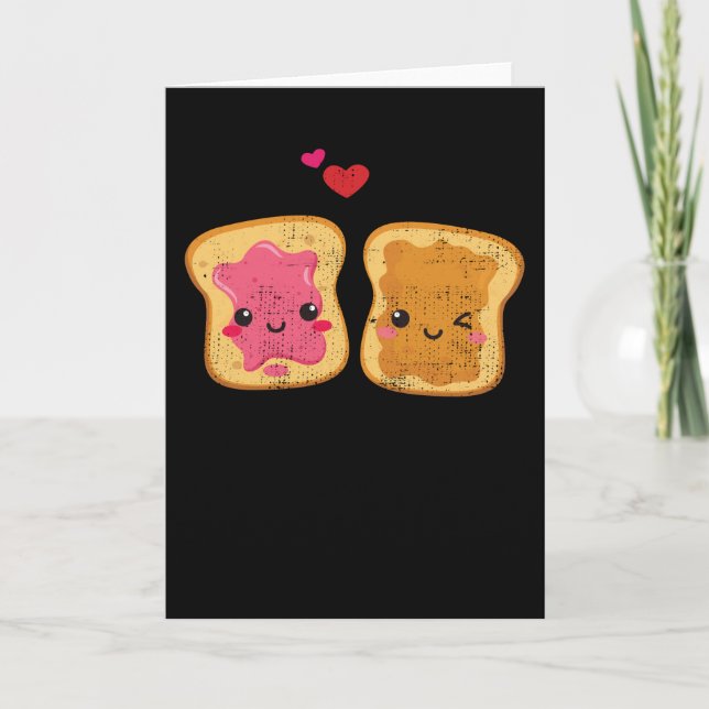 Carte Beurre D'Arachide Amusant Et Couple De Jelly Kawai (Devant)
