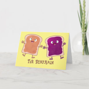 Carte Beurre d'arachide mignonne et caricature sandwich 
