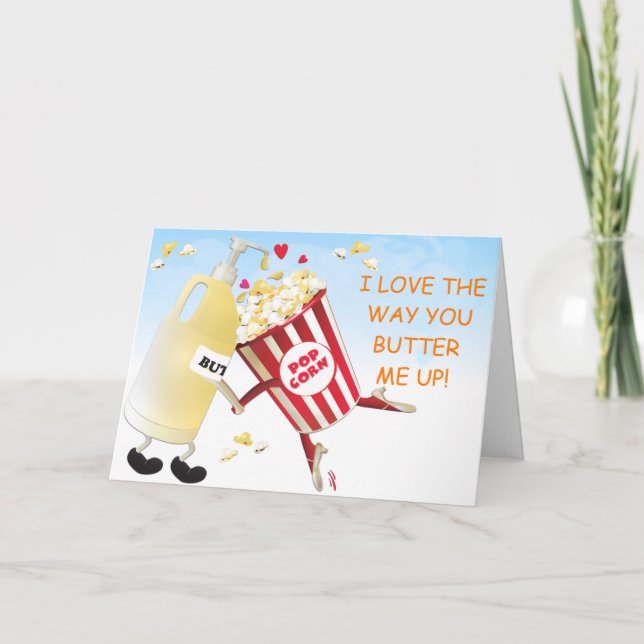 Carte Beurre Popcorn Funny Pun Couple Valentine (Devant)