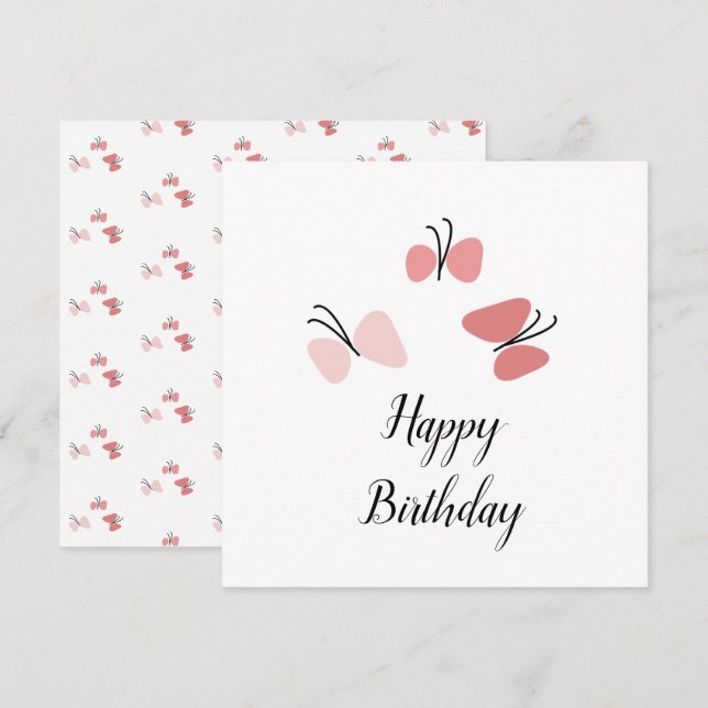 Carte Beurre rose flottant Joyeux anniversaire (Devant / Derrière)