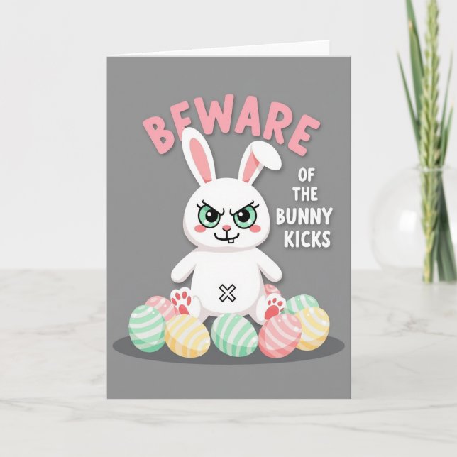 Carte Beware Bunny Kicks Faux Gold Card (Devant)