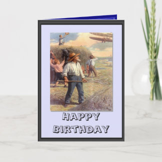 Carte Bi-avion au-dessus du champ de foin