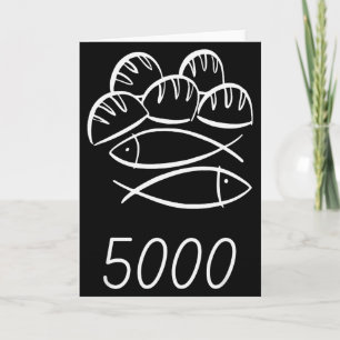 Carte Bible chrétien Jésus 2 Poissons 5 pains nourrissen