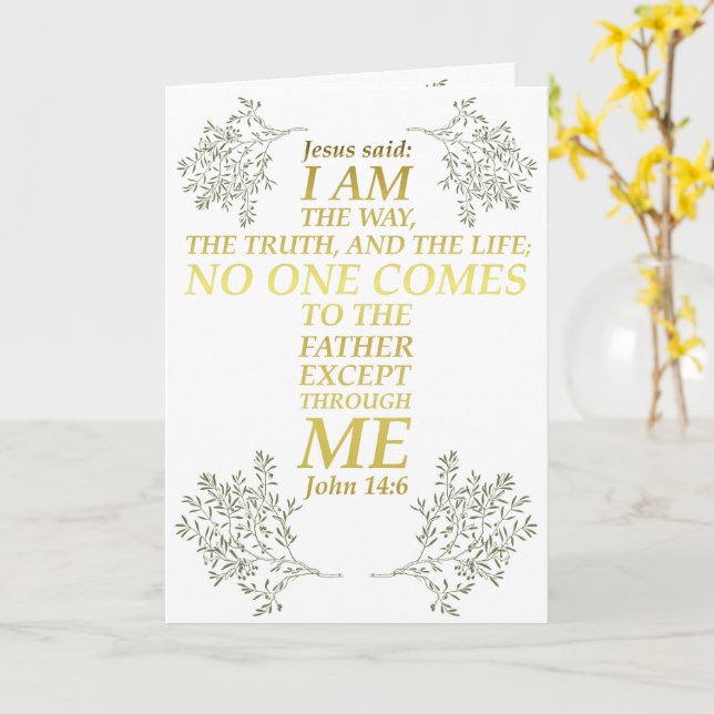 Carte Bible Verse Jean 14:6 Jésus Chemin Vérité Croix de (Fleur jaune)