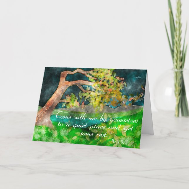 Carte Bible Verse Mark 6:31 Venez avec moi Inspirationne (Devant)
