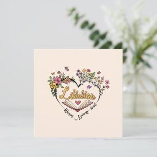 Carte Bibliothécaire compatissante - Floral Heart Design