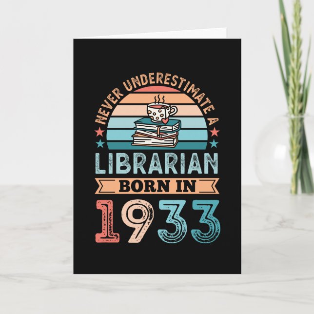 Carte Bibliothécaire né 1933 90e anniversaire Livre Love (Devant)