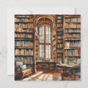Carte Bibliothèque d'aquarelle confortable