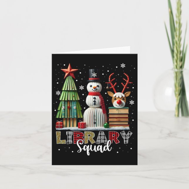 Carte Bibliothèque de Noël Livres Noël Arbre de Noël Sno (Devant)