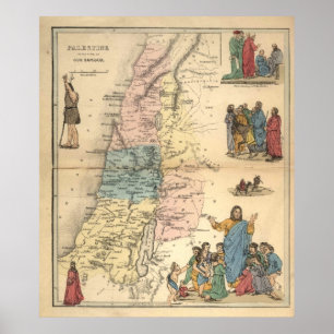Carte biblique Vintage de 1856 affiche de valeur p