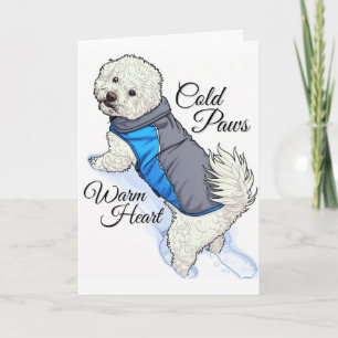 Carte Bichon à neige au cœur chaud