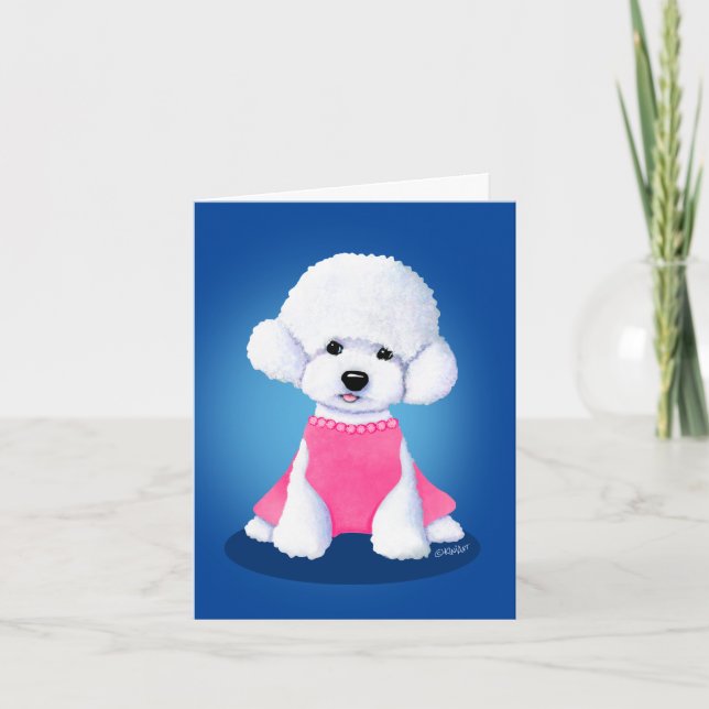 Carte Bichon en rose (Devant)