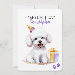 Carte Bichon Frise Chien Personnalisé Joyeux Anniversair