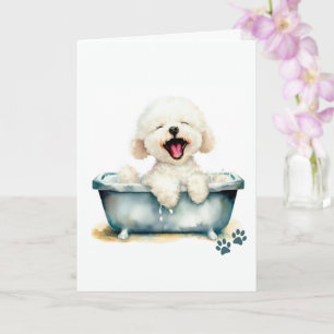 Carte Bichon Frise Chien Plié Salutation