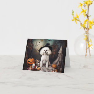 Carte Bichon Frise Citrouilles Halloween effrayant