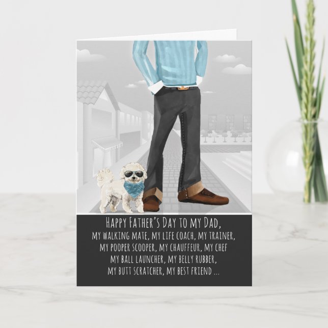 Carte Bichon Frise de la Fête des pères des chiens (Devant)