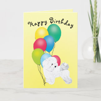 Carte Bichon Frise Joyeux anniversaire