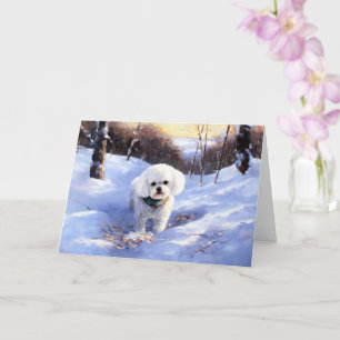 Carte Bichon Frise Laisser neiger Noël