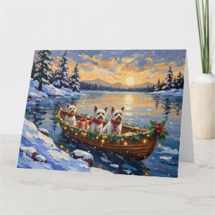 Carte Bichon Frise Noël Bateau Fêtes
