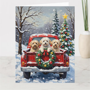 Carte Bichon Frise Noël Camion Rouge Fêtes