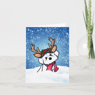Carte Bichon Frise Winter Deer
