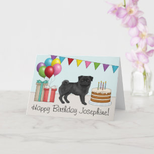 Carte Bichon Pug mignon Chien de dessin animé Coloré Joy